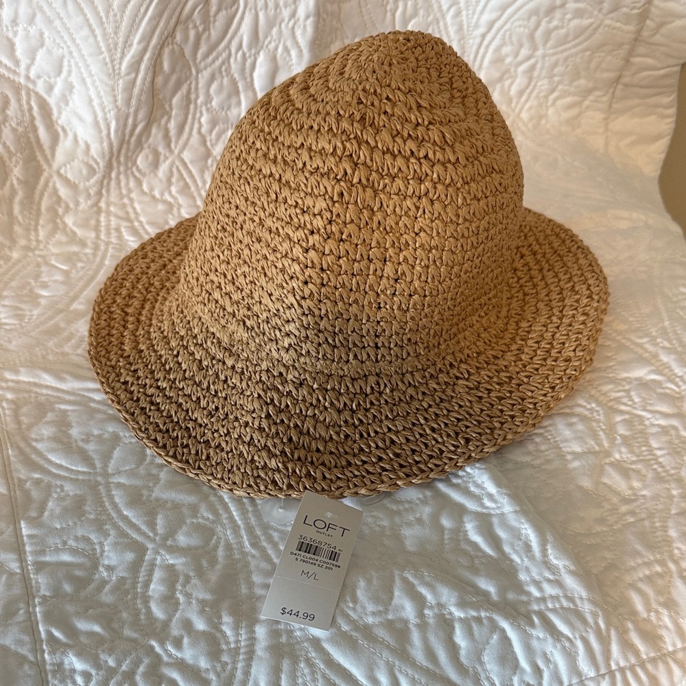 LOFT Natural Woven Sun Hat – M/L – Brand New with Tags